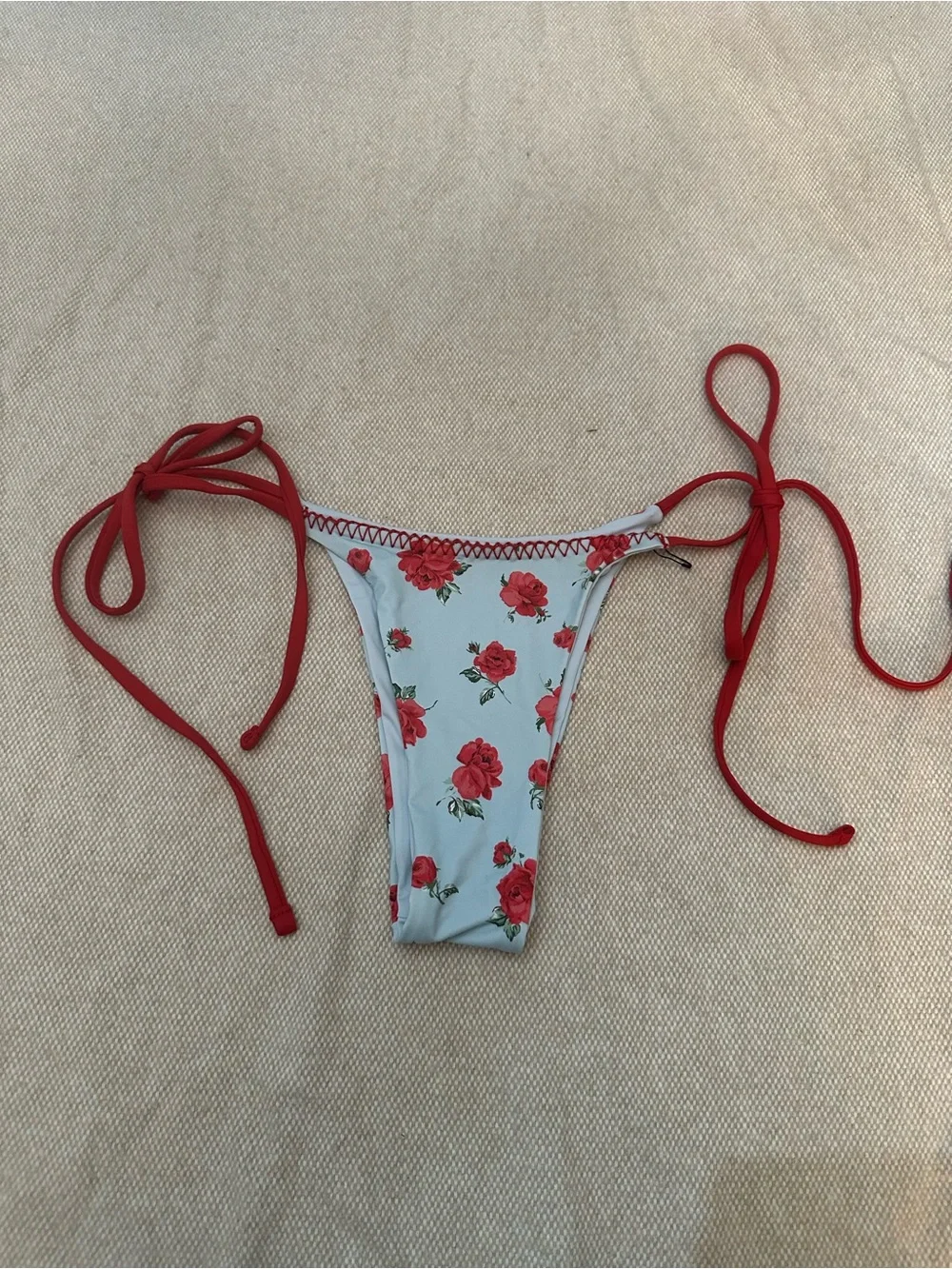 Frankie's Bikinis Red Rose Print Side-Tie Bikini Bottom 38971